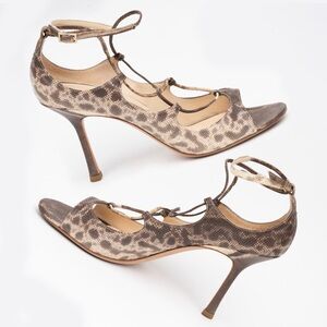 Jimmy Choo Brown Snake-Print Slingback Pumps